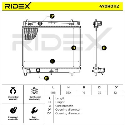 Kühler, Motorkühlung RIDEX 470R0112 470R0112 - foto 3