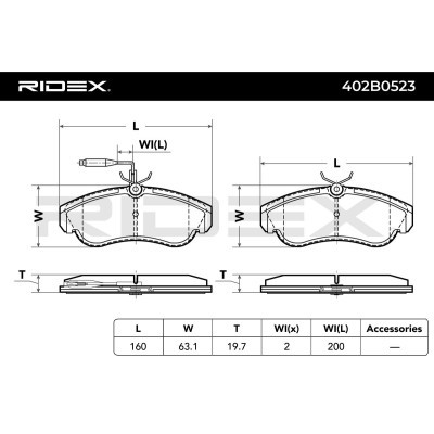 Bremsbeläge Satz RIDEX 402B0523 402B0523 - foto 8