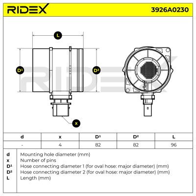 Luftmassenmesser RIDEX 3926A0230 3926A0230 - foto 6