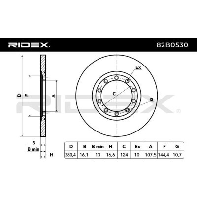 Bremsscheibe RIDEX 82B0530 82B0530 - foto 3