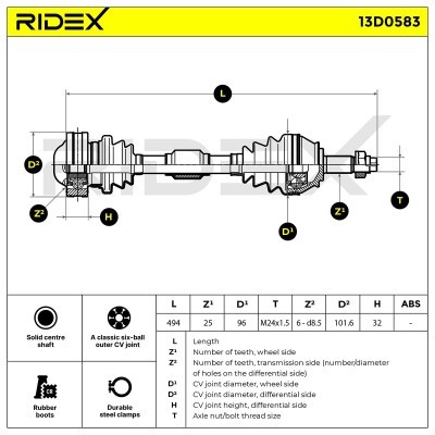Antriebswelle RIDEX 13D0583 13D0583 - foto 6