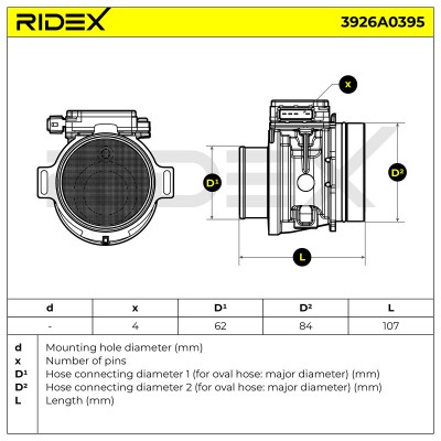 Luftmassenmesser RIDEX 3926A0395 3926A0395 - foto 6