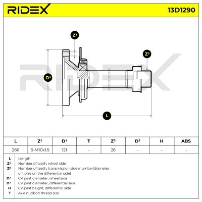 Antriebswelle RIDEX 13D1290 13D1290 - foto 7