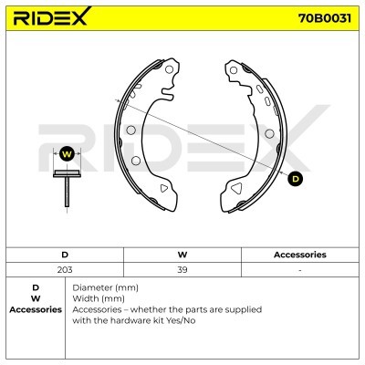 Bremsbeläge Satz RIDEX 70B0031 70B0031 - foto 3