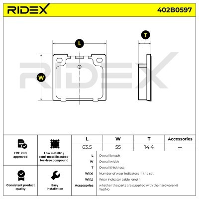 Bremsbeläge Satz RIDEX 402B0597 402B0597 - foto 6