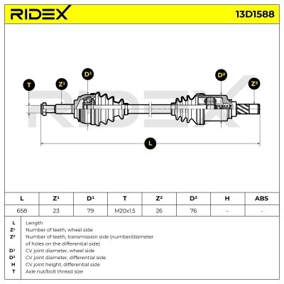 Antriebswelle RIDEX 13D1588 13D1588 - foto 7