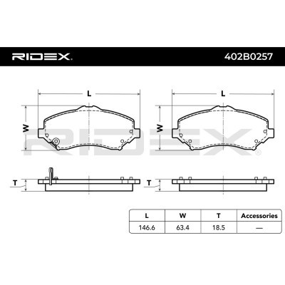 Bremsbeläge Satz RIDEX 402B0257 402B0257 - foto 3