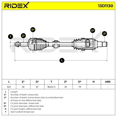 Antriebswelle RIDEX 13D1130 13D1130 - foto 7