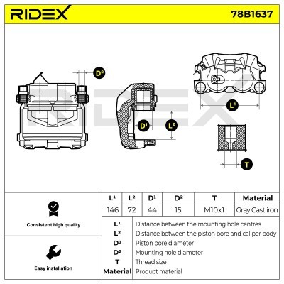 Bremssattel RIDEX 78B1637 78B1637 - foto 6