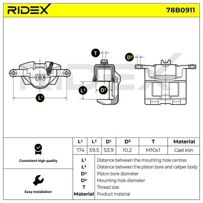 Bremssattel RIDEX 78B0911 78B0911 - foto 8