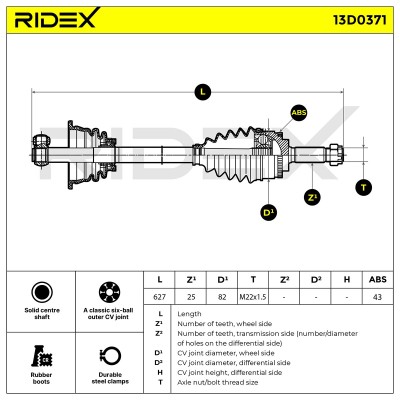 Antriebswelle RIDEX 13D0371 13D0371 - foto 6