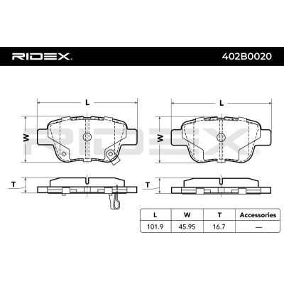 Bremsbeläge Satz RIDEX 402B0020 402B0020 - foto 4