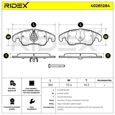 Bremsbeläge Satz RIDEX 402B1284 402B1284 - foto 7