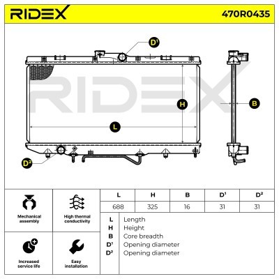 Kühler, Motorkühlung RIDEX 470R0435 470R0435 - foto 3