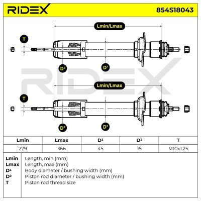Stoßdämpfer RIDEX 854S18043 854S18043 - foto 8