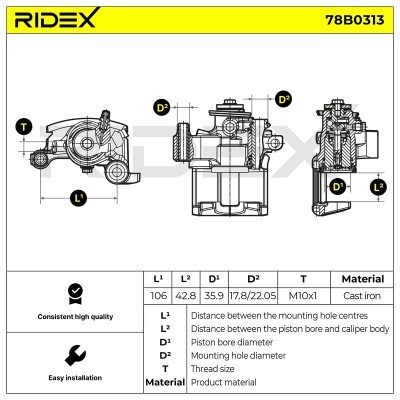 Bremssattel RIDEX 78B0313 78B0313 - foto 5