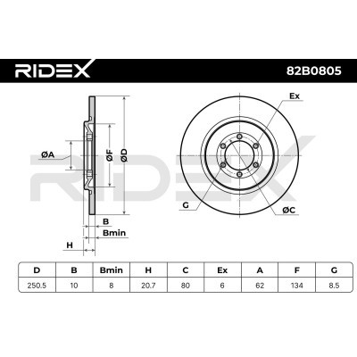 Bremsscheibe RIDEX 82B0805 82B0805 - foto 6