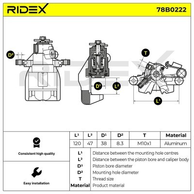 Bremssattel RIDEX 78B0222 78B0222 - foto 2