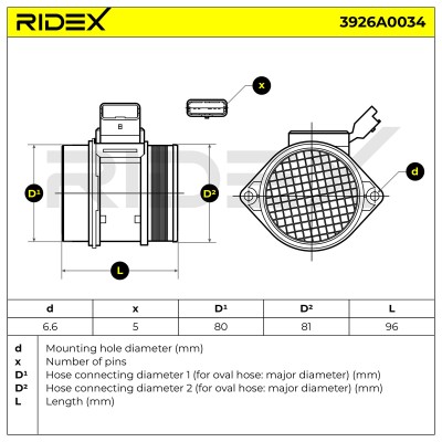Luftmassenmesser RIDEX 3926A0034 3926A0034 - foto 8