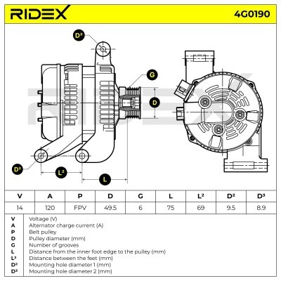 Generator RIDEX 4G0190 4G0190 - foto 7