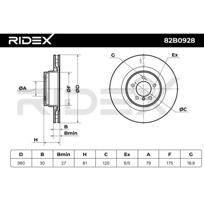 Bremsscheibe RIDEX 82B0928 82B0928 - foto 2