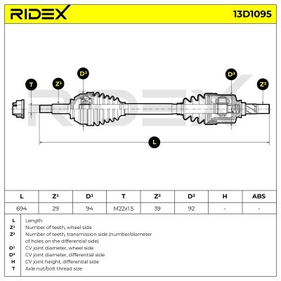 Antriebswelle RIDEX 13D1095 13D1095 - foto 7