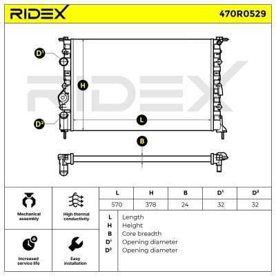 Kühler, Motorkühlung RIDEX 470R0529 470R0529 - foto 5