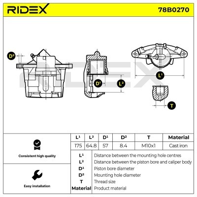 Bremssattel RIDEX 78B0270 78B0270 - foto 2