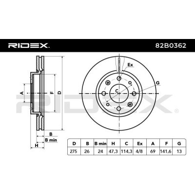 Bremsscheibe RIDEX 82B0362 82B0362 - foto 3