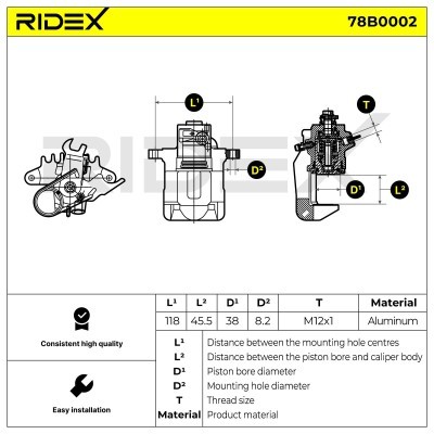 Bremssattel RIDEX 78B0002 78B0002 - foto 2