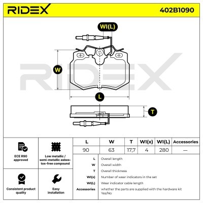 Bremsbeläge Satz RIDEX 402B1090 402B1090 - foto 7