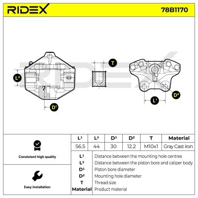 Bremssattel RIDEX 78B1170 78B1170 - foto 6