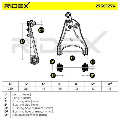 Querlenker RIDEX 273C1274 273C1274 - foto 6
