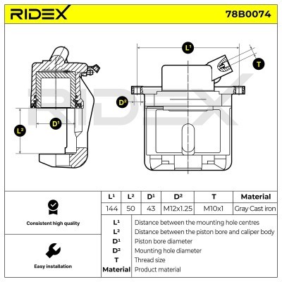 Bremssattel RIDEX 78B0074 78B0074 - foto 5