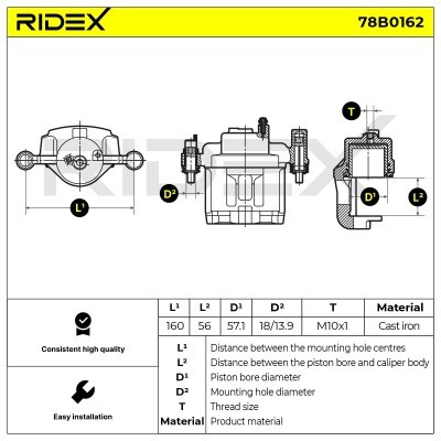 Bremssattel RIDEX 78B0162 78B0162 - foto 5