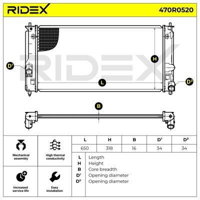 Kühler, Motorkühlung RIDEX 470R0520 470R0520 - foto 8