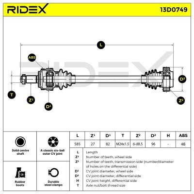Antriebswelle RIDEX 13D0749 13D0749 - foto 7