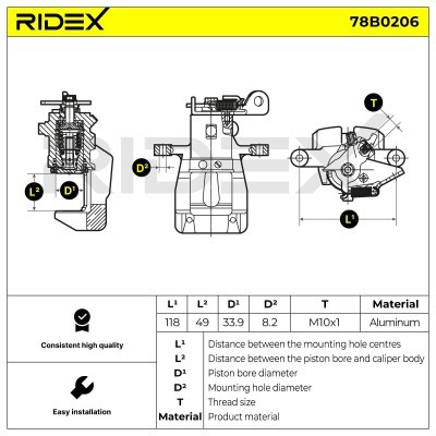 Bremssattel RIDEX 78B0206 78B0206 - foto 5