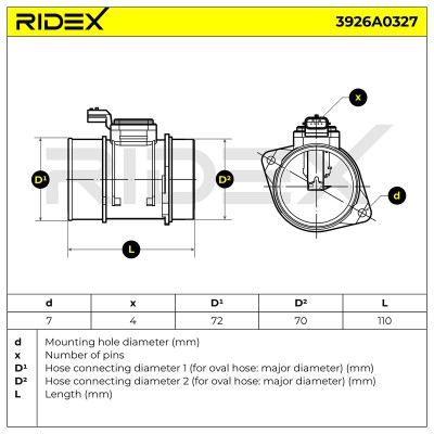 Luftmassenmesser RIDEX 3926A0327 3926A0327 - foto 6