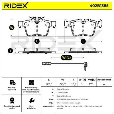 Bremsbeläge Satz RIDEX 402B1385 402B1385 - foto 8