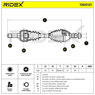 Antriebswelle RIDEX 13D0121 13D0121 - foto 13