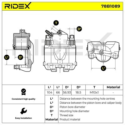 Bremssattel RIDEX 78B1089 78B1089 - foto 6