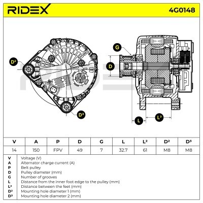 Generator RIDEX 4G0148 4G0148 - foto 6