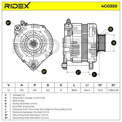 Generator RIDEX 4G0350 4G0350 - foto 5