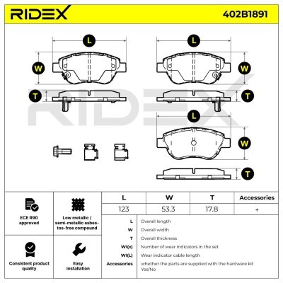 Bremsbeläge Satz RIDEX 402B1891 402B1891 - foto 8