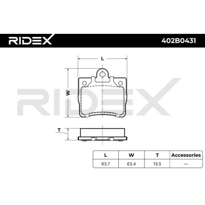 Bremsbeläge Satz RIDEX 402B0431 402B0431 - foto 6