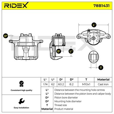 Bremssattel RIDEX 78B1431 78B1431 - foto 6