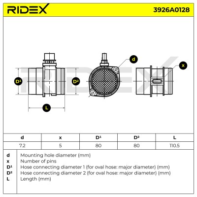 Luftmassenmesser RIDEX 3926A0128 3926A0128 - foto 7