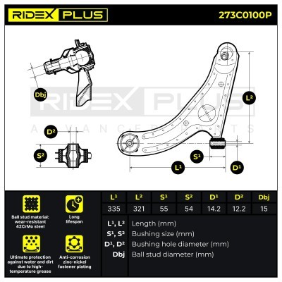 Querlenker RIDEX 273C0100P 273C0100P - foto 6