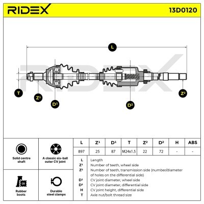 Antriebswelle RIDEX 13D0120 13D0120 - foto 3